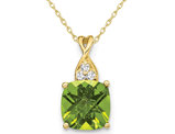 1.89 (ctw) Cushion-Cut Peridot Pendant Necklace in 10K Yellow Gold with Chain
