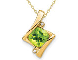 1.25 (ctw) Natural Cushion Cut Peridot Pendant Necklace in 14K Yellow Gold with Chain