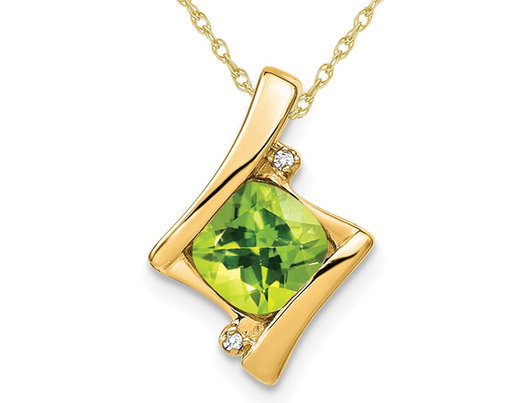 1.25 (ctw) Natural Cushion Cut Peridot Pendant Necklace in 10K Yellow Gold with Chain