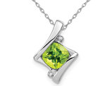 1.25 (ctw) Natural Cushion Cut Peridot Pendant Necklace in 10K White Gold with Chain