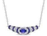 1.30 Carat (ctw) Lab Created Blue & White Sapphire Necklace in Sterling Silver
