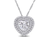 2.50 Carat (ctw) Lab-Created Moissanite Heart Pendant Necklace in 10K White Gold with Chain