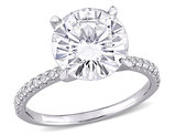 4.00 Carat (ctw) Synthetic Moissanite Solitaire Engagement Ring 10K White Gold