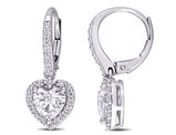 2.05 Carat (ctw) Synthetic Moissanite Heart Dangle Earrings in 10K White Gold