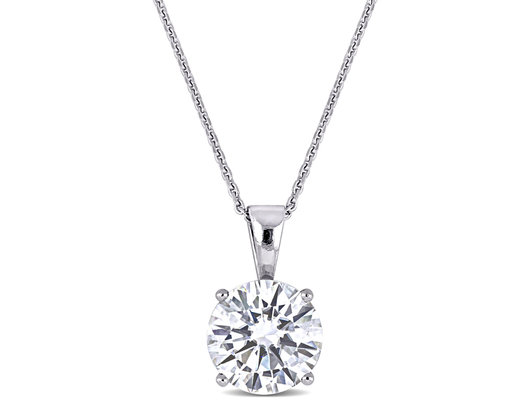 2.00 Carat (ctw) Synthetic Moissanite Solitaire Pendant Necklace in 14K White Gold