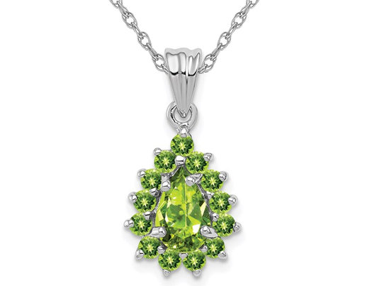 1.30 Carat (ctw) Natural Green Peridot Drop Pendant Necklace in Sterling Silver with Chain