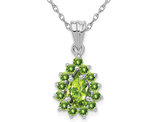 1.30 Carat (ctw) Natural Green Peridot Drop Pendant Necklace in Sterling Silver with Chain