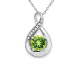 4/5 Carat (ctw) Natural Green Peridot Drop Pendant Necklace in 14K White Gold with Chain