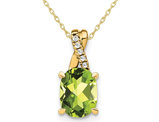 7/10 Carat (ctw) Oval Peridot Pendant Necklace in 10K Yellow Gold with Chain
