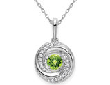 1/3 Carat (ctw) Natural Peridot Pendant Necklace in 14K White Gold with Diamonds