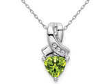 1.00 Carat (ctw) Natural Trillion Peridot Pendant Necklace in 14K White Gold with Chain