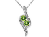 1/2 Carat (ctw) Natural Green Peridot Pendant Necklace in 14K White Gold with Chain