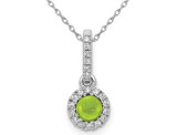 2/3 Carat (ctw) Cabochon Peridot Drop Pendant Necklace in 14K White Gold with Chain