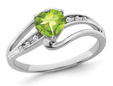 Natural Peridot 91/10 Carat (ctw) Heart Promise Ring in Sterling Silver
