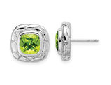4.00 Carat (ctw) Natural Peridot Solitaire Stud Earrings in Sterling Silver