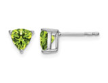 1.00 Carat (ctw) Natural Peridot Ttrillion-Cut Solitaire Stud Earrings in 14K White Gold