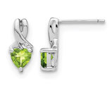 1.00 Carat (ctw) Natural Peridot Heart Stud Earrings in Sterling Silver
