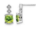 2.35 Carat (ctw) Peridot Earrings in 14K White Gold with Accent Diamonds