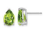 3.80 Carat (ctw) Pear Shaped Peridot Solitaire Stud Earrings in 14K White Gold