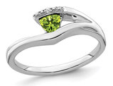 1/4 Carat (ctw) Trillion-Cut Solitaire Peridot Ring in 14K White Gold