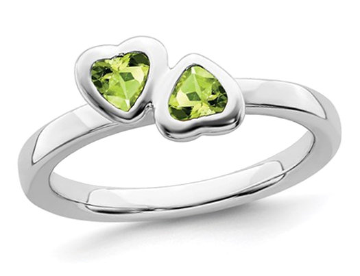 Twin Heart 1/2 Carat (ctw) Peridot Ring in Sterling Silver