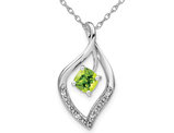 2/3 Carat (ctw) Natural Peridot Pendant Necklace in 14K White Gold with Chain