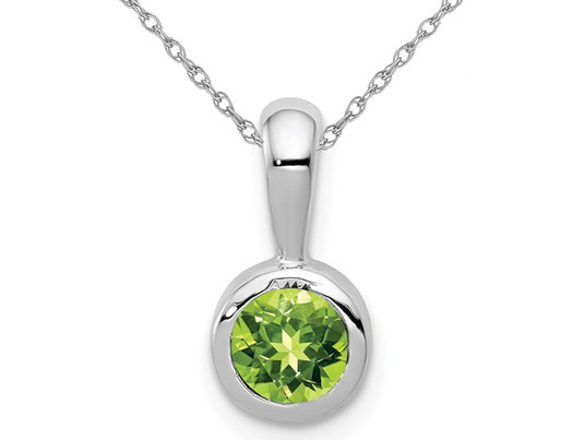1/2 Carat (ctw) Solitaire Peridot Pendant Necklace in 14K Yellow Gold with Chain