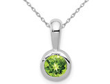 1/2 Carat (ctw) Solitaire Peridot Pendant Necklace in 14K Yellow Gold with Chain