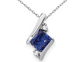 2/3 Carat (ctw) Lab-Created Blue Sapphire Pendant Necklace in Sterling Silver with Chain