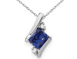 2/3 Carat (ctw) Lab-Created Blue Sapphire Pendant Necklace in 10K White Gold with Chain