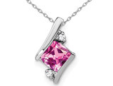 2/3 Carat (ctw) Lab-Created Pink Sapphire Pendant Necklace in Sterling Silver with Chain