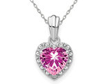 1.50 Carat (ctw) Lab-Created Pink Sapphire Heart Pendant Necklace in Sterling Silver with Chain