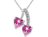 1.50 Carat (ctw) Lab-Created Pink Sapphire Heart Pendant Necklace in 14K White Gold with Chain