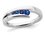 1/5 Carat (ctw) Natural Blue Sapphire Ring Band in 14K White Gold