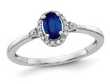 1/2 Carat (ctw) Natural Blue Sapphire Ring in 14K White Gold with Diamonds