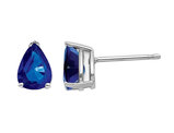 1.90 Carat (ctw) Pear Cut Blue Sapphire Solitaire Earrings in 14K White Gold
