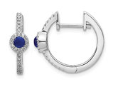 2/5 Carat (ctw) Cabochon Blue Sapphire Hoop Earrings in 14K White Gold with Diamonds