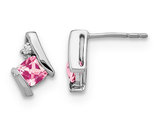 3/5 Carat (ctw) Lab Created Pink Sapphire  Earrings in 10K White Gold