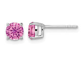 9/10 Carat (ctw) Lab Created Pink Sapphire Solitaire Earrings in 14K White Gold