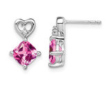 2.50 Carat (ctw) Lab-Created Pink Sapphire Heart Earrings in 14K White Gold