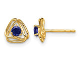 3/10 Carat (ctw) Solitaire Lab-created Blue Sapphire Post Earrings in 14K Yellow Gold