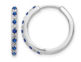 1/5 Carat (ctw) Lab Created Blue Sapphire Hoop Earrings in 14K White Gold with Lab Grown Diamonds