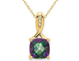 2.00 Carat (ctw) Mystic Fire Topaz Pendant Necklace in 14k Yellow Gold with Chain