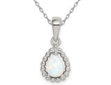 Lab Created Drop Opal Pendant Necklace in Sterling Silver with Chain