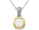 2/5 Carat (ctw) Lab Created Opal Pendant Necklace in Sterling Silver with 14K Accentwith Chain
