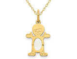 1/4 carat (ctw) Natural Opal Child Boy Charm Pendant Necklace in 14K Yellow Gold with Chain