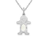 1/4 carat (ctw) Natural Opal Child Boy Charm Pendant Necklace in 14K White Gold with Chain