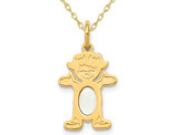 1/4 carat (ctw) Natural Opal Child Girl Charm Pendant Necklace in 14K Yellow Gold with Chain