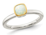 1/4 Carat (ctw) Natural Opal Ring in Sterling Silver with 14K Accent
