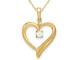Lab-Created 3mm White Opal Heart Pendant Necklace in 14K Yellow Gold with Chain